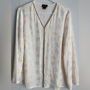 Liz Claiborne Cream and Gold Leaf Blazer